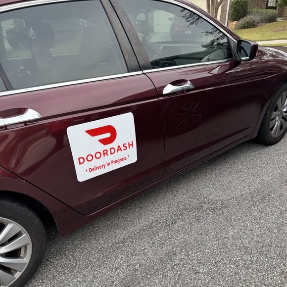 Reflective DoorDash Car Magnet - Removable Decal - Delivery Driver Door Dash - Picture 5 of 13